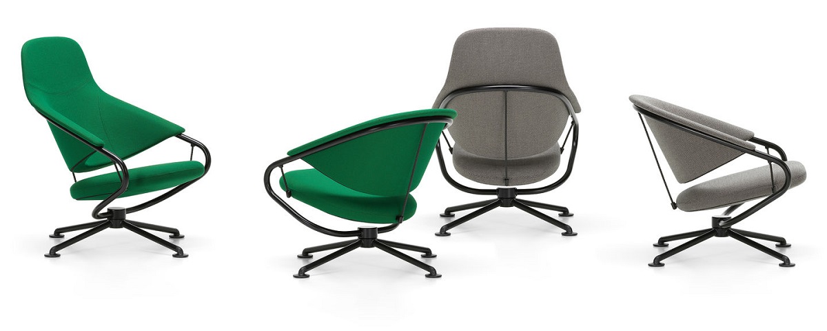 Konstantin Grcic desenha a poltrona Citizen para a marca icônica Vitra. A peça combina um design não convencional com um movimento de balanço agradável. Ela está disponível em 2 versões - com encosto alto ou baixo - e em uma ampla variedade de revestimentos de tecido ou couro. E tanto o encosto quanto o assento podem ser revestidos de tecidos de cores diferentes.